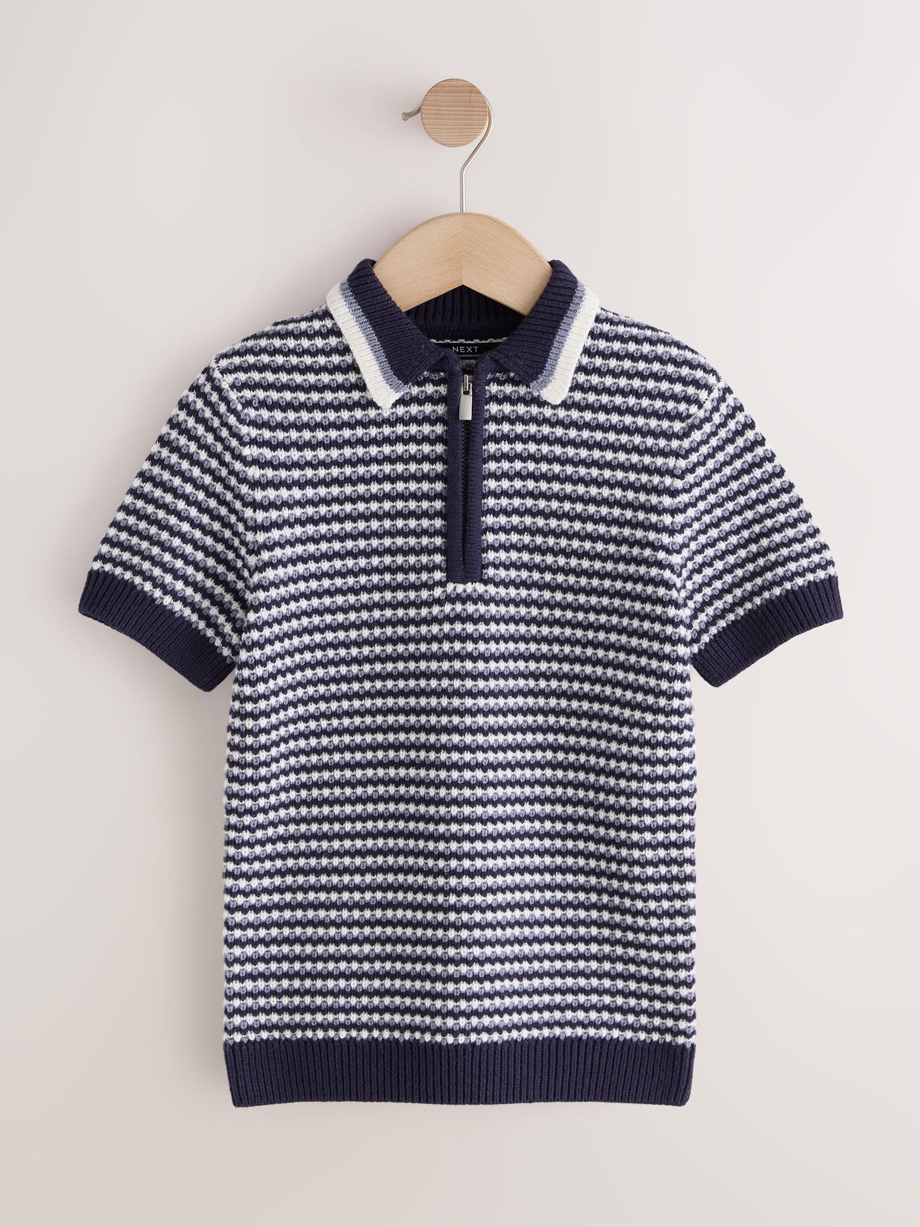 Dsiney Kidz - Navy/Blue Textured Knitted Polo Shirt (3-16yrs) image 5