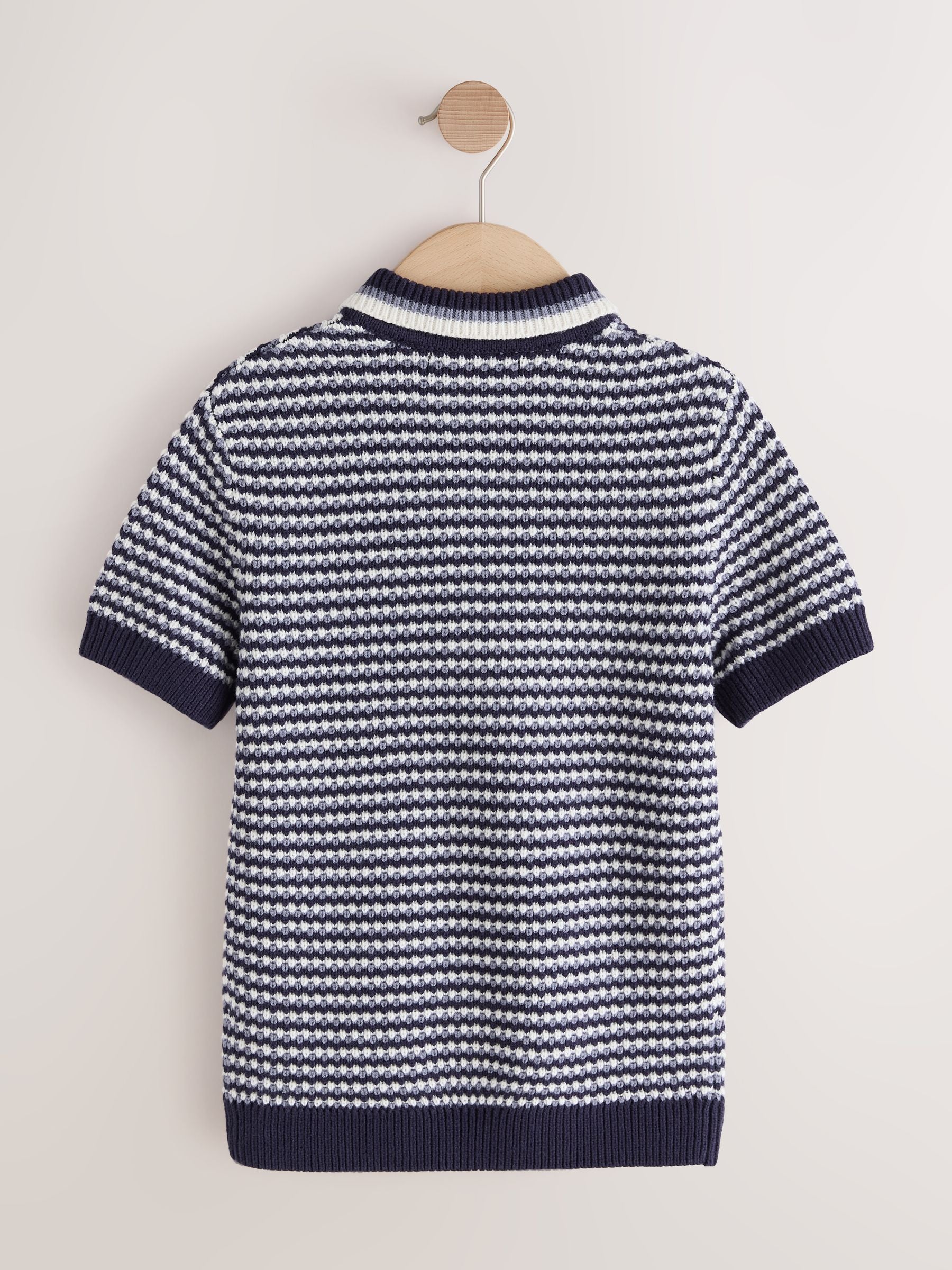 Dsiney Kidz - Navy/Blue Textured Knitted Polo Shirt (3-16yrs) image 6
