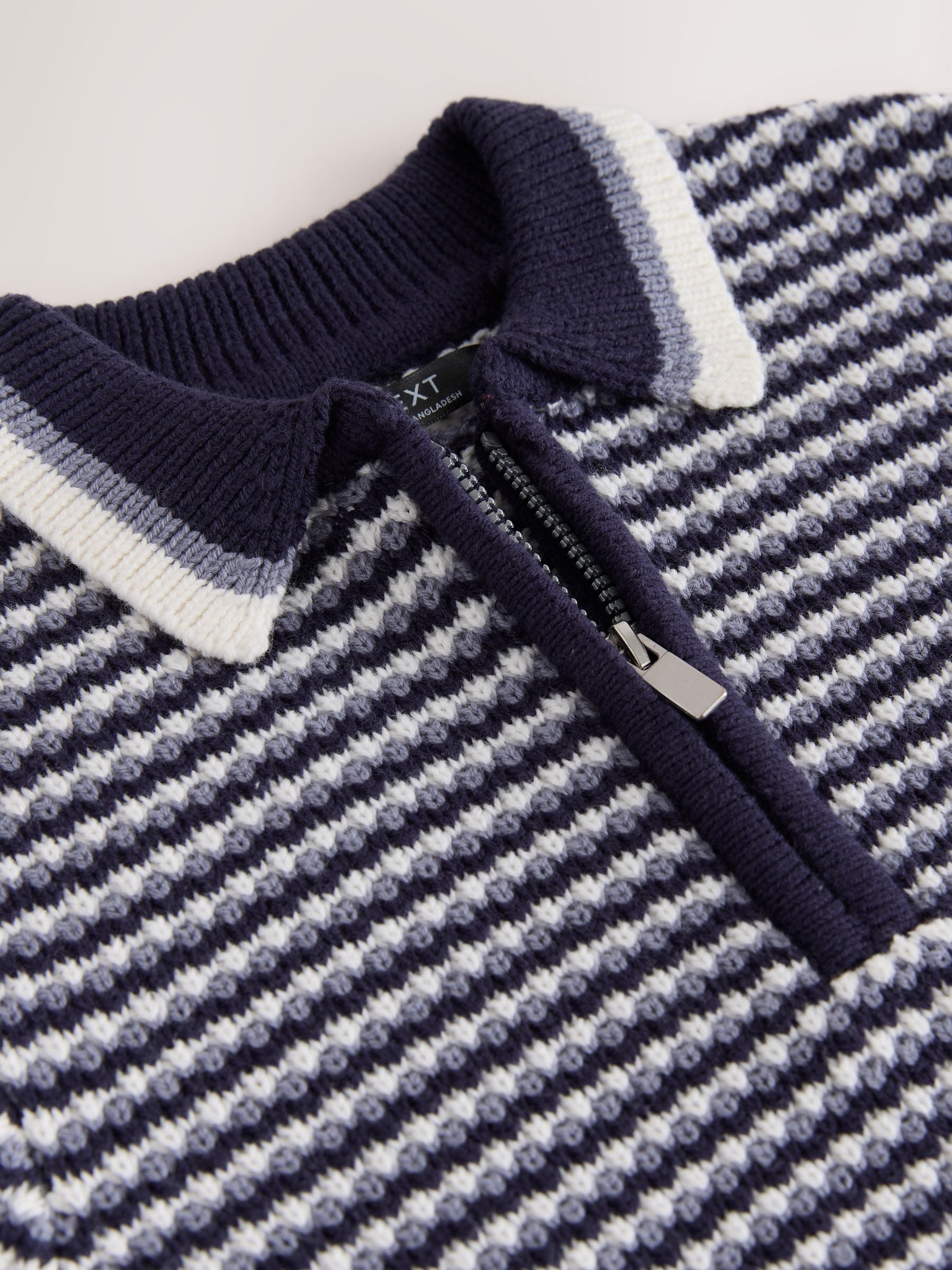 Dsiney Kidz - Navy/Blue Textured Knitted Polo Shirt (3-16yrs) image 8