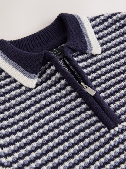 Dsiney Kidz - Navy/Blue Textured Knitted Polo Shirt (3-16yrs) image 8