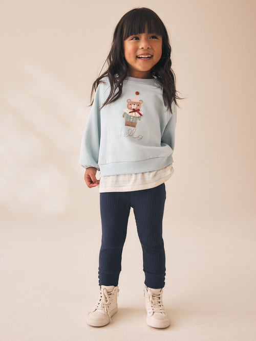 Dsiney Kidz - Blue Bear Sweatshirt and Leggings Set (3mths-7yrs) image 1