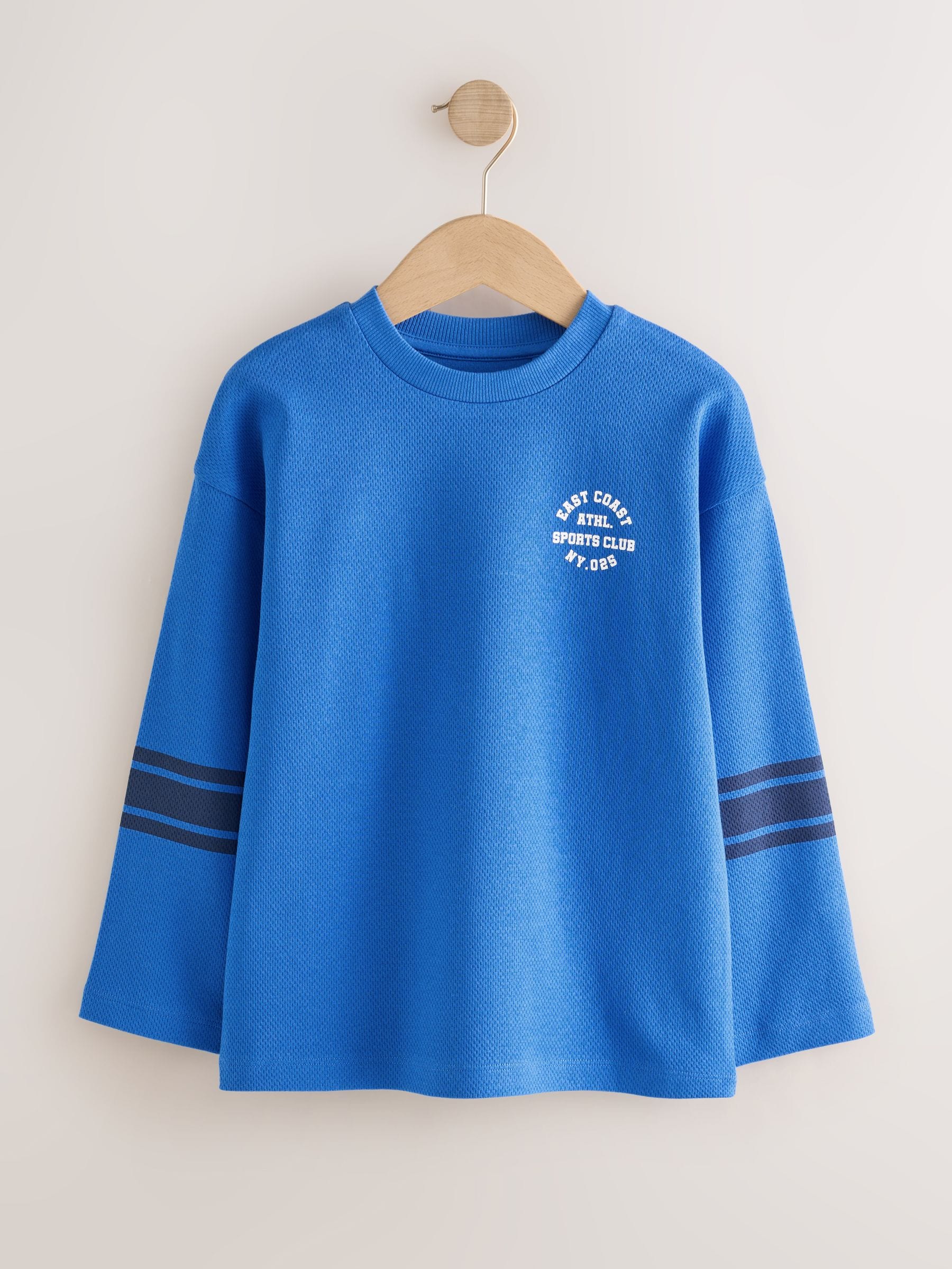 Dsiney Kidz - Blue/Red/Green Varsity Graphic Long Sleeve Relaxed Fit T-Shirts 3 Pack (3-16yrs) image 2