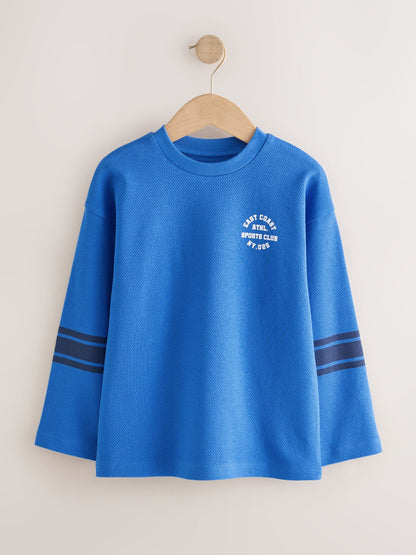 Dsiney Kidz - Blue/Red/Green Varsity Graphic Long Sleeve Relaxed Fit T-Shirts 3 Pack (3-16yrs) image 2
