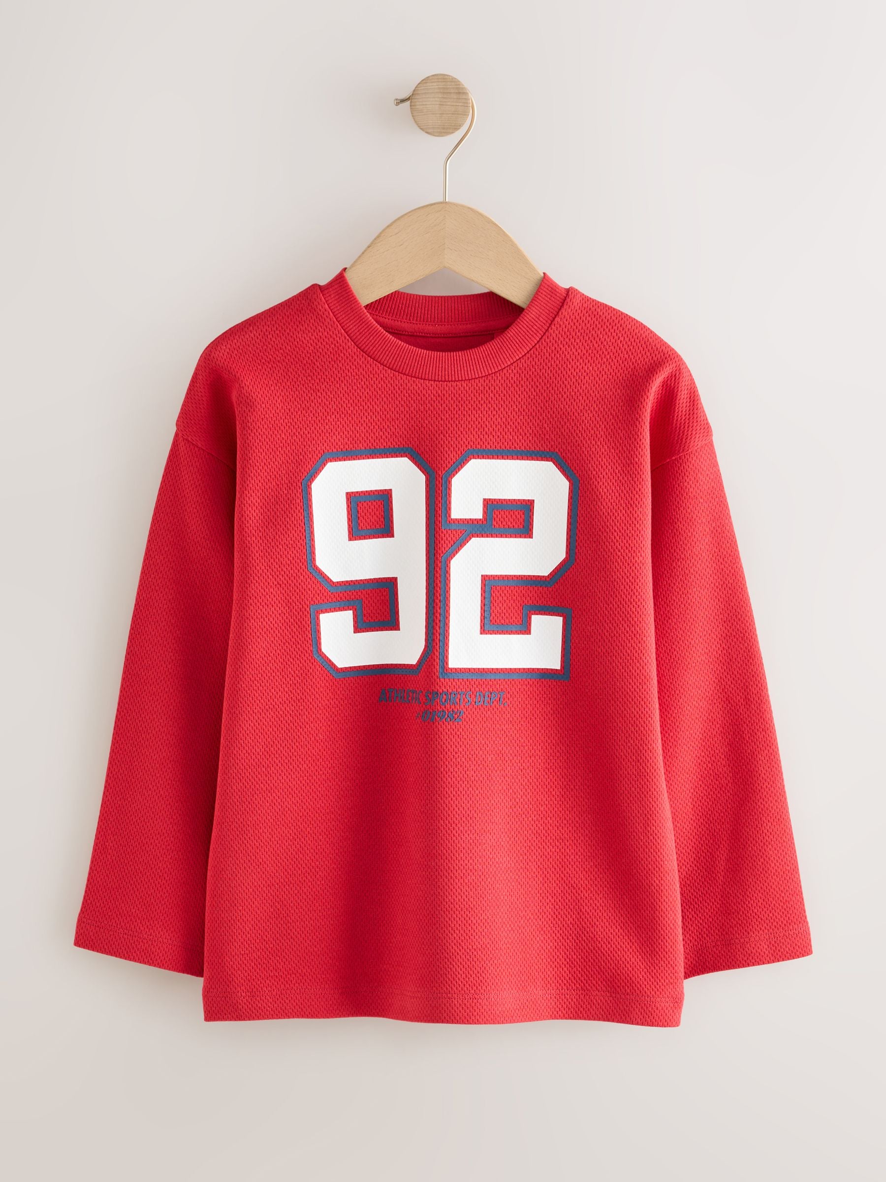 Dsiney Kidz - Blue/Red/Green Varsity Graphic Long Sleeve Relaxed Fit T-Shirts 3 Pack (3-16yrs) image 3