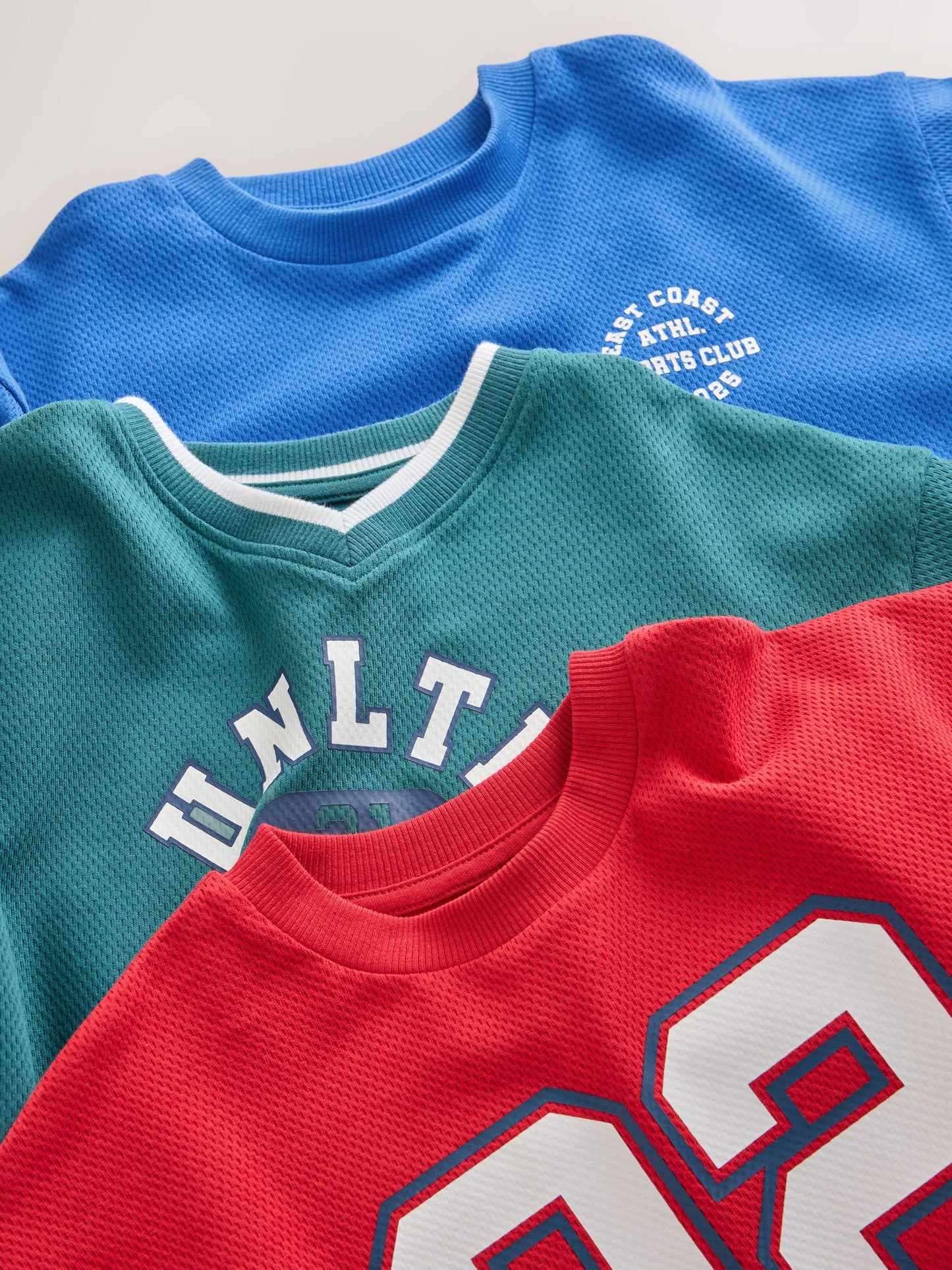 Dsiney Kidz - Blue/Red/Green Varsity Graphic Long Sleeve Relaxed Fit T-Shirts 3 Pack (3-16yrs) image 6