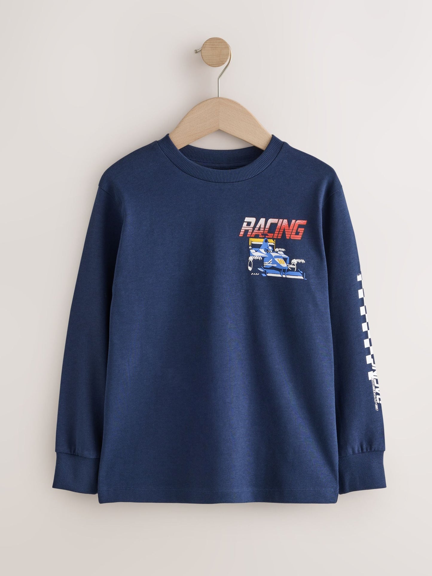 Dsiney Kidz - Red/White/Navy Racing Graphic Long Sleeve Relaxed Fit T-Shirts 3 Pack (3-16yrs) image 2