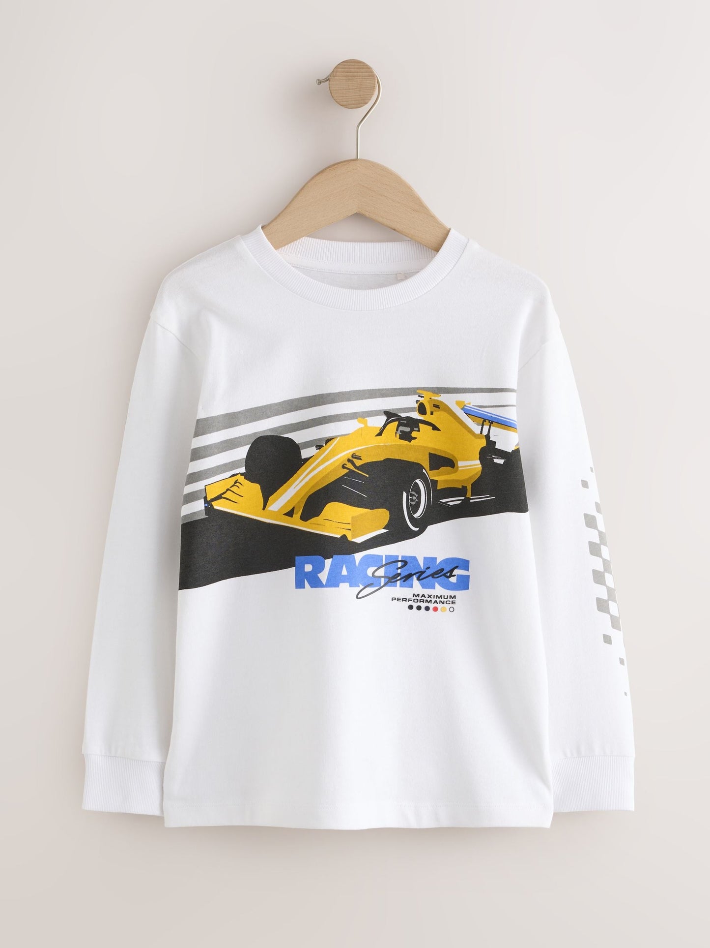 Dsiney Kidz - Red/White/Navy Racing Graphic Long Sleeve Relaxed Fit T-Shirts 3 Pack (3-16yrs) image 3