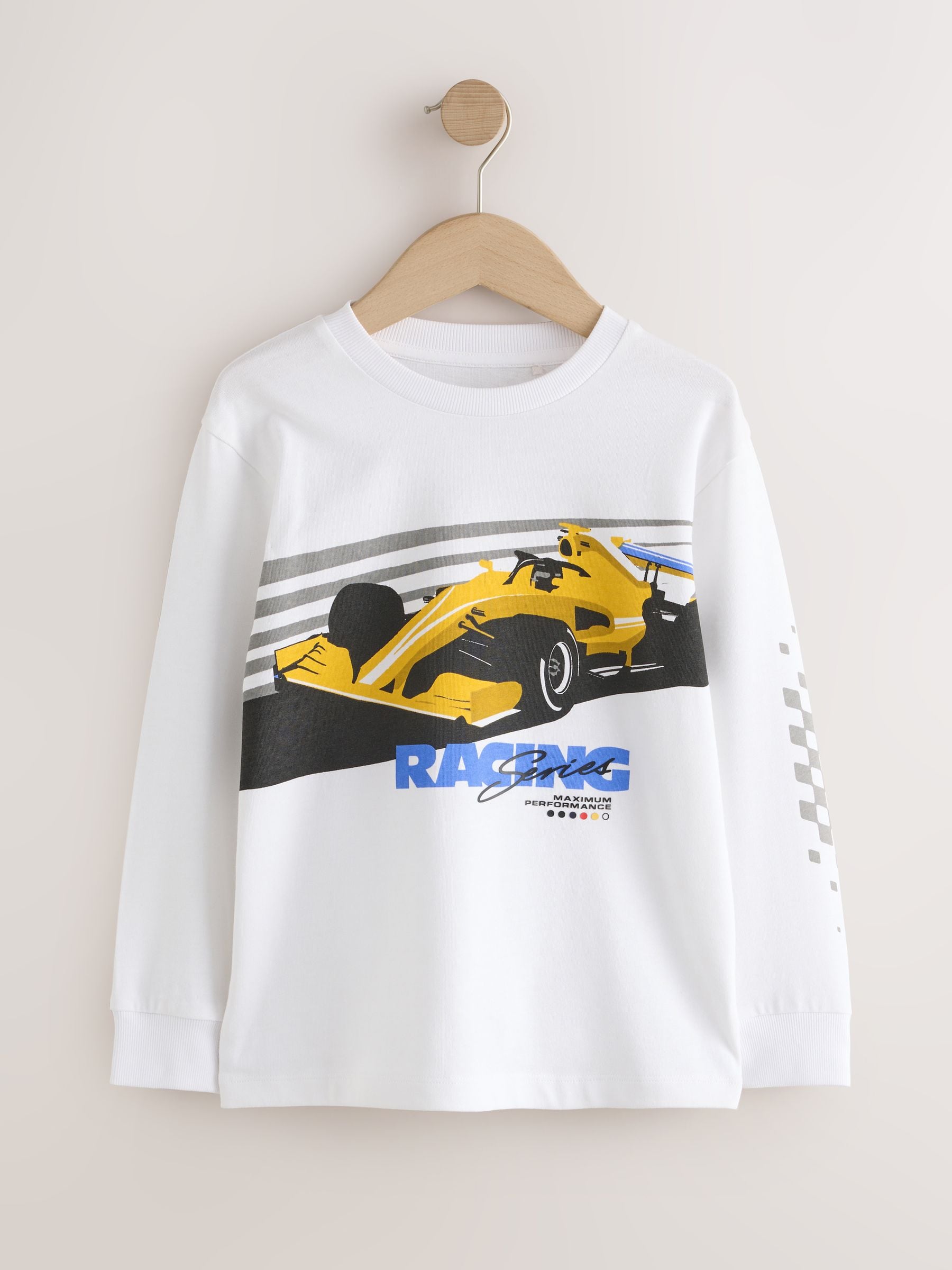 Dsiney Kidz - Red/White/Navy Racing Graphic Long Sleeve Relaxed Fit T-Shirts 3 Pack (3-16yrs) image 3