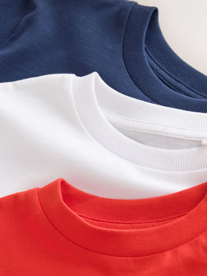 Dsiney Kidz - Red/White/Navy Racing Graphic Long Sleeve Relaxed Fit T-Shirts 3 Pack (3-16yrs) image 6