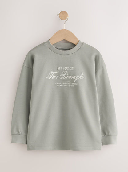 Dsiney Kidz - Grey/Sage/Berry Heavyweight Long Sleeve T-Shirts 3 Pack (3-16yrs) image 3