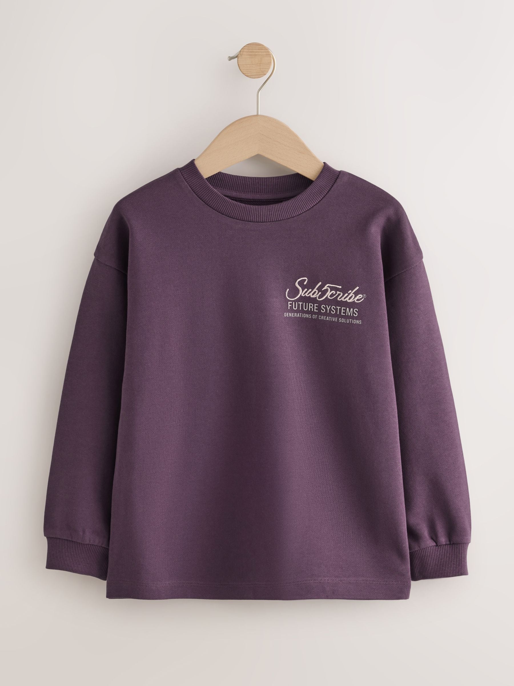 Dsiney Kidz - Grey/Sage/Berry Heavyweight Long Sleeve T-Shirts 3 Pack (3-16yrs) image 4