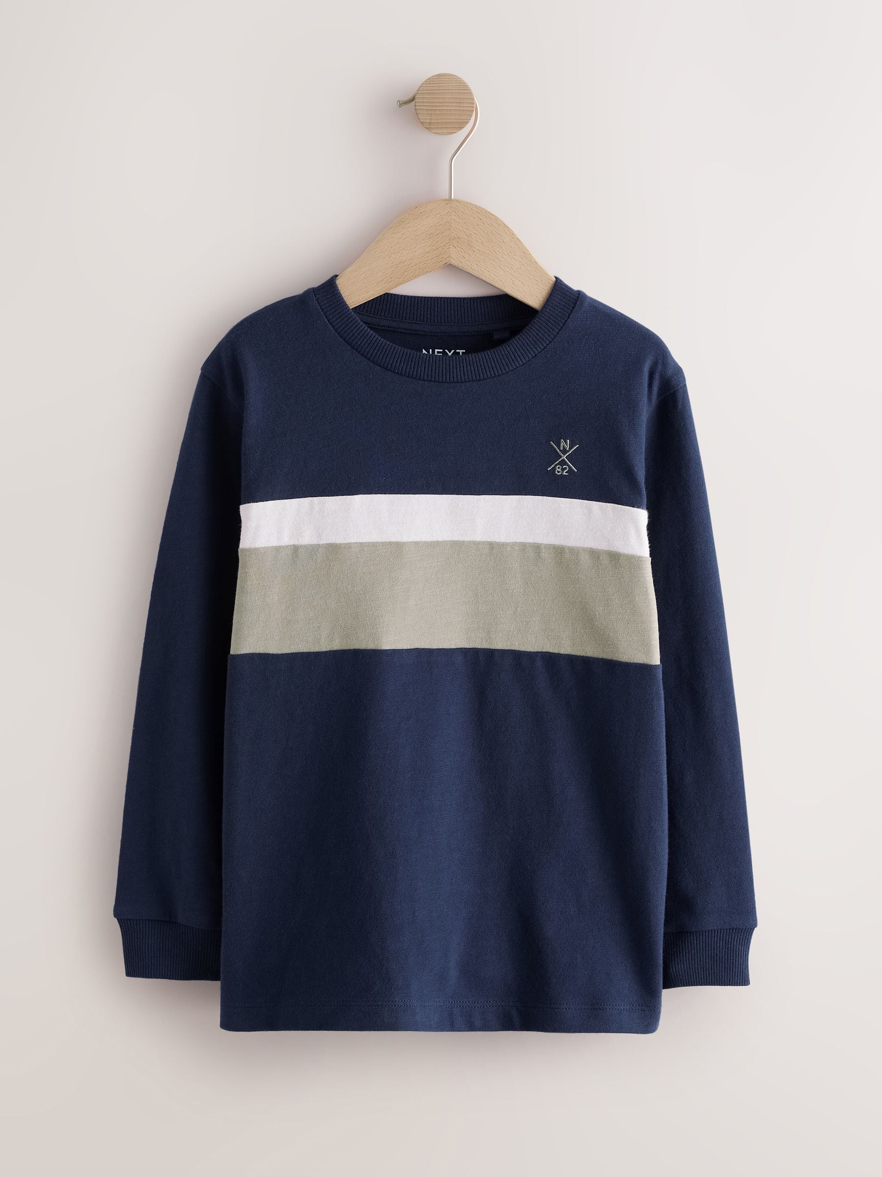 Dsiney Kidz - Green/Blue/Navy Long Sleeve Colourblock T-Shirts 3 Pack (3-16yrs) image 2