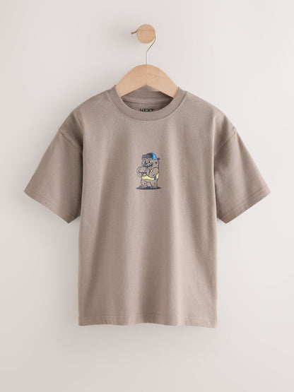 Dsiney Kidz - Blue/Neutral/Plum Relaxed Fit Graphic Print Short Sleeve T-Shirts 3 Pack (3-16yrs) image 2