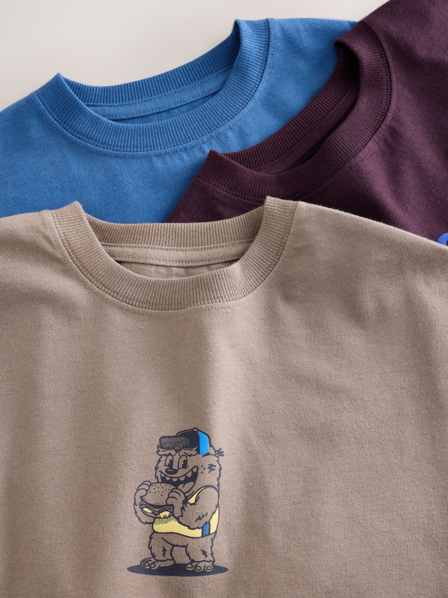 Dsiney Kidz - Blue/Neutral/Plum Relaxed Fit Graphic Print Short Sleeve T-Shirts 3 Pack (3-16yrs) image 6