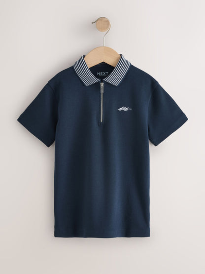 Dsiney Kidz - Navy Zip Neck Short Sleeve Jersey Polo Shirt (3-16yrs) image 1