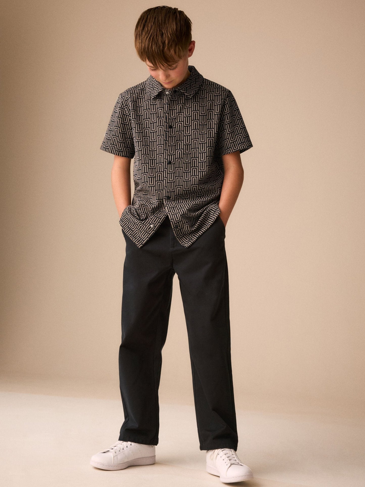 Dsiney Kidz - Black/Tan Geo Short Sleeve Jersey Shirt (3-16yrs) image 2