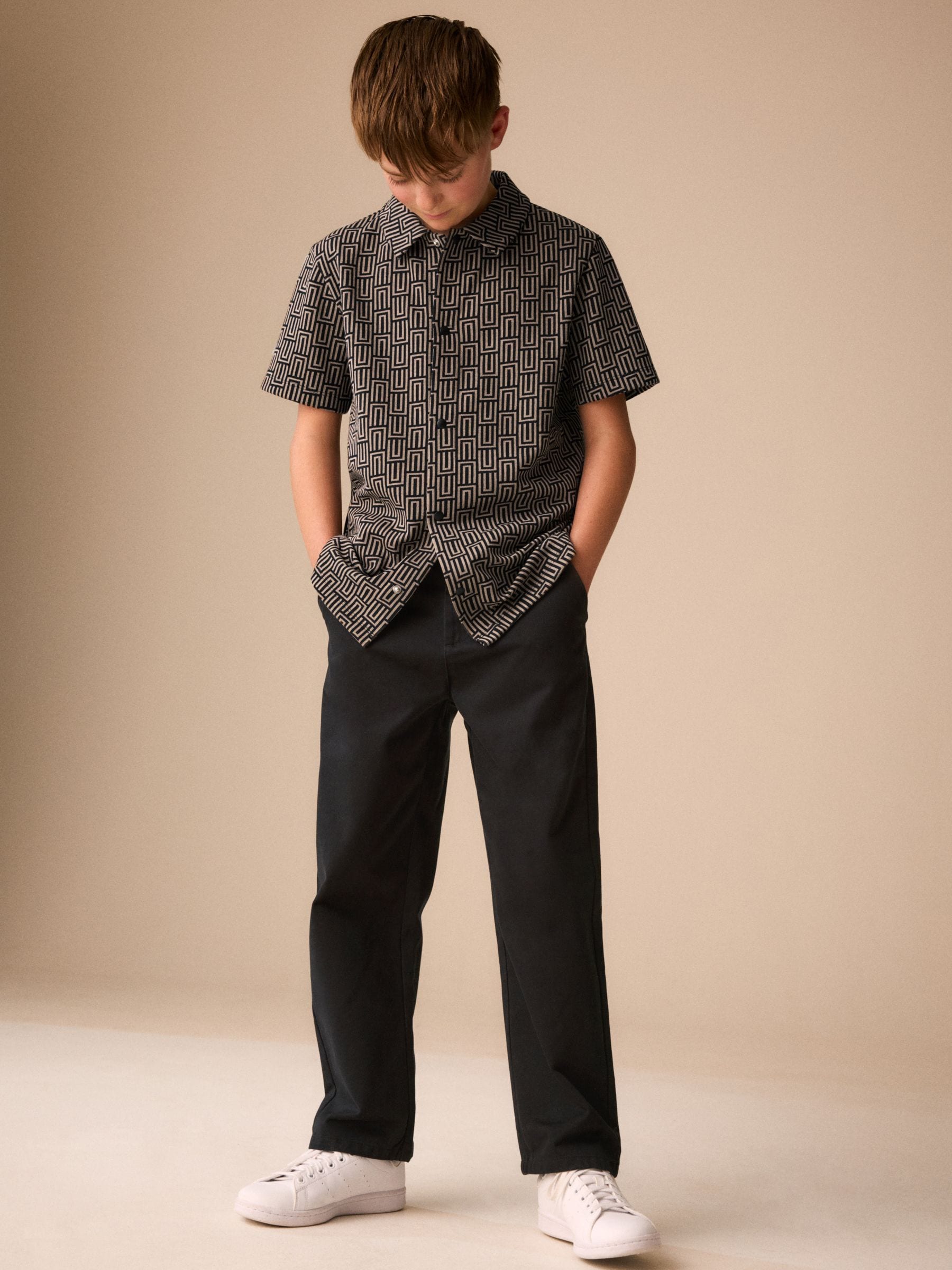 Dsiney Kidz - Black/Tan Geo Short Sleeve Jersey Shirt (3-16yrs) image 2