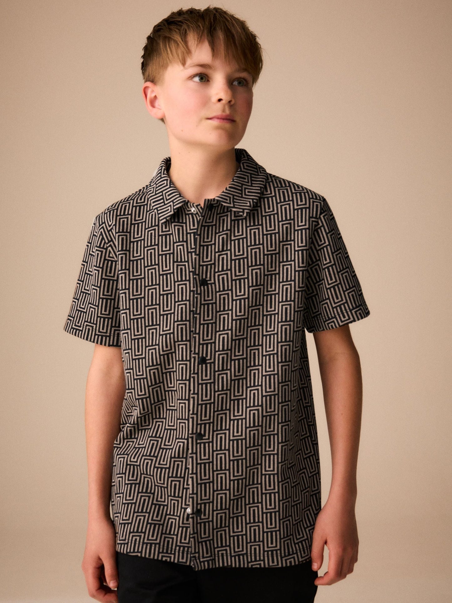 Dsiney Kidz - Black/Tan Geo Short Sleeve Jersey Shirt (3-16yrs) image 3