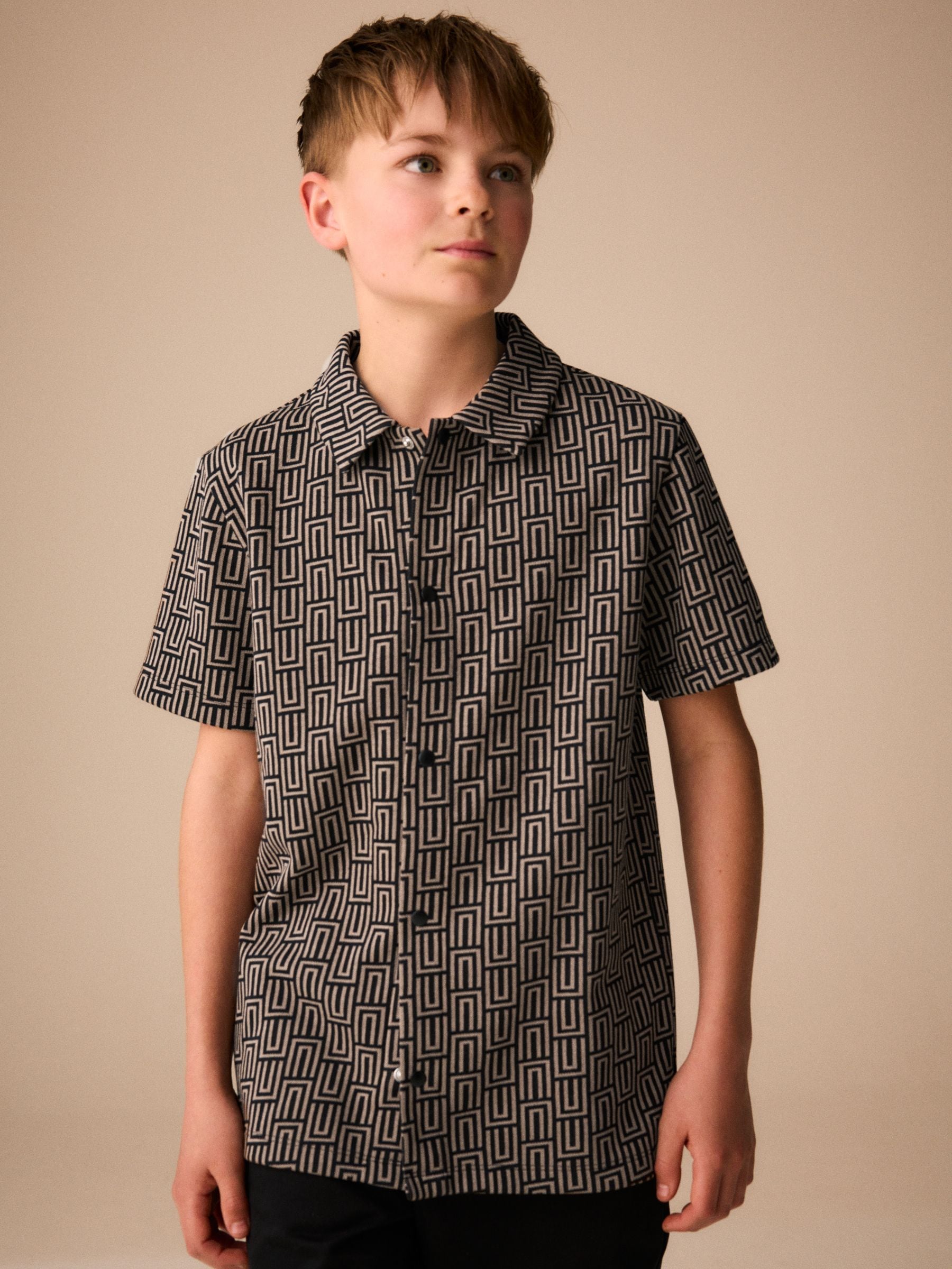 Dsiney Kidz - Black/Tan Geo Short Sleeve Jersey Shirt (3-16yrs) image 3