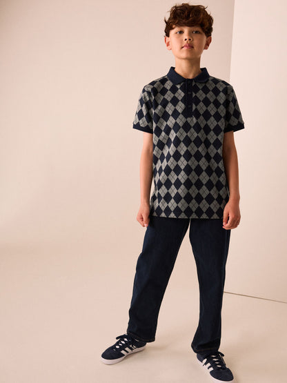 Dsiney Kidz - Green/Navy Short Sleeve Jersey Polo Shirt (3-16yrs) image 2