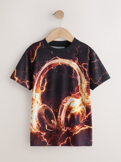 Dsiney Kidz - Black Headphones Short Sleeve Graphic T-Shirt (3-16yrs) image 1
