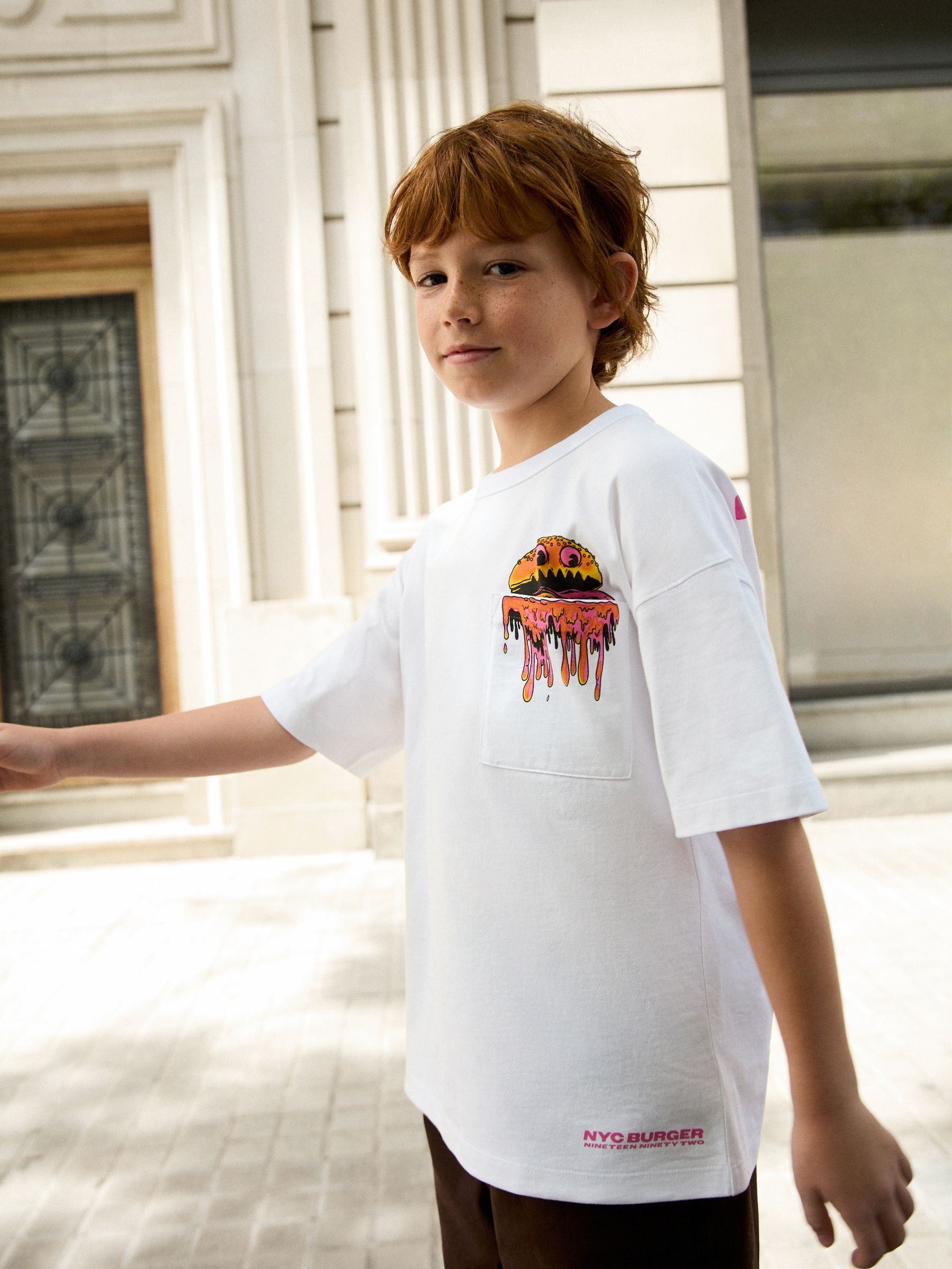 Dsiney Kidz - White Burger Back Print Short Sleeve Graphic T-Shirt (3-16yrs) image 1
