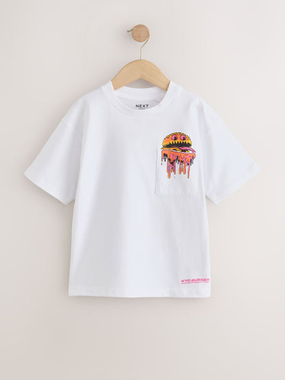 Dsiney Kidz - White Burger Back Print Short Sleeve Graphic T-Shirt (3-16yrs) image 4