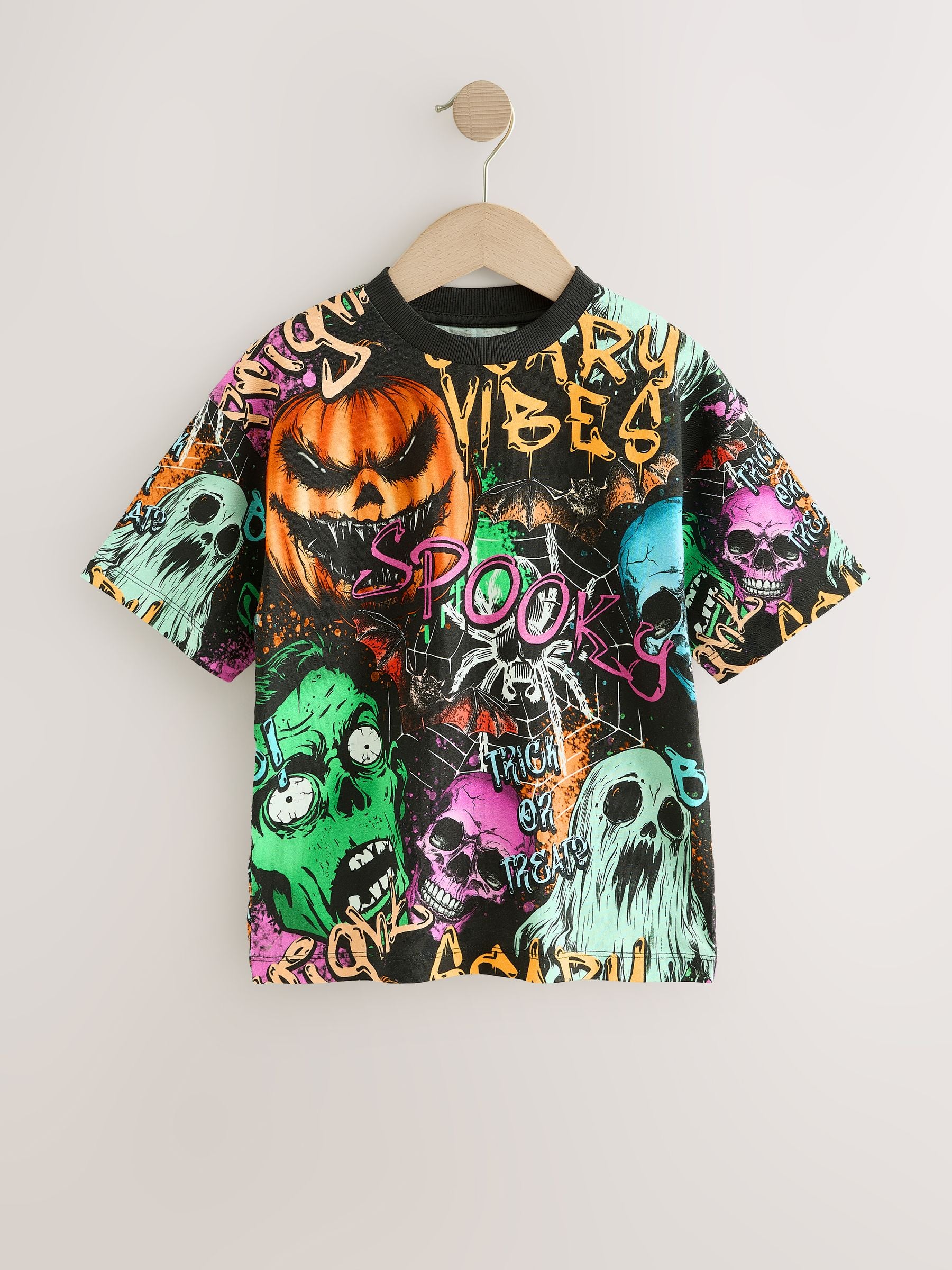 Dsiney Kidz - Black Halloween Short Sleeve Graphic T-Shirt (3-16yrs) image 1