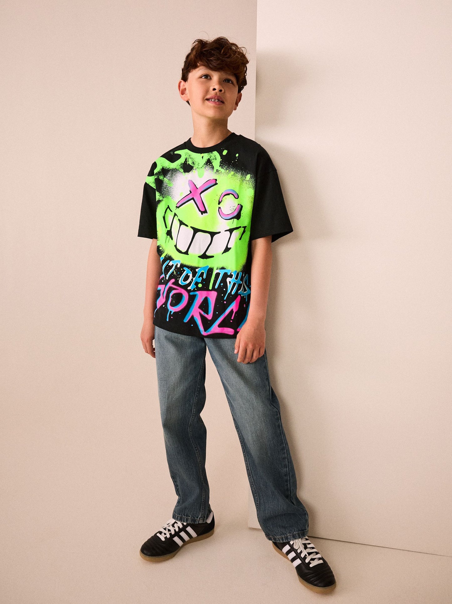 Dsiney Kidz - Black Graffiti Short Sleeve Graphic T-Shirt (3-16yrs) image 2