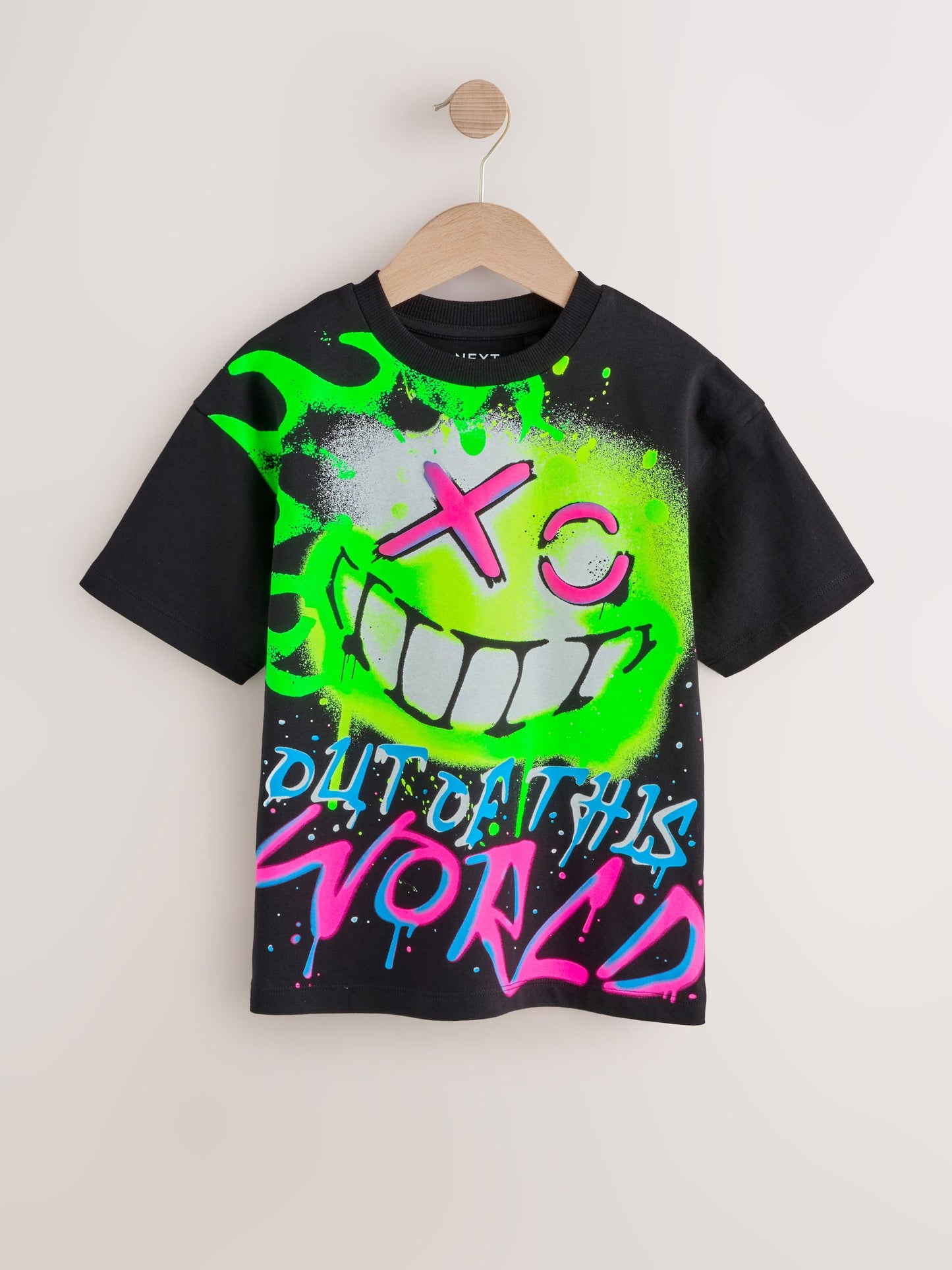 Dsiney Kidz - Black Graffiti Short Sleeve Graphic T-Shirt (3-16yrs) image 5