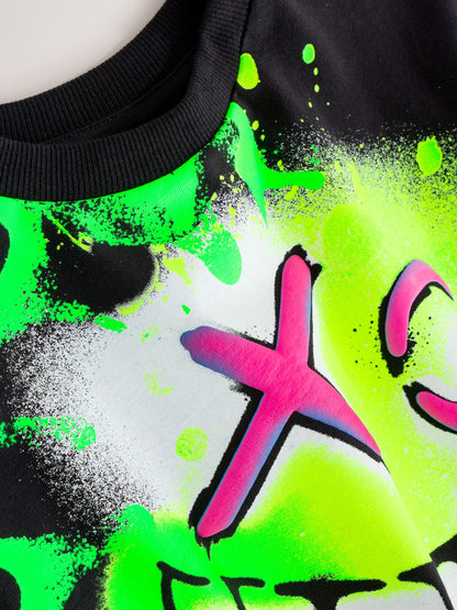 Dsiney Kidz - Black Graffiti Short Sleeve Graphic T-Shirt (3-16yrs) image 7