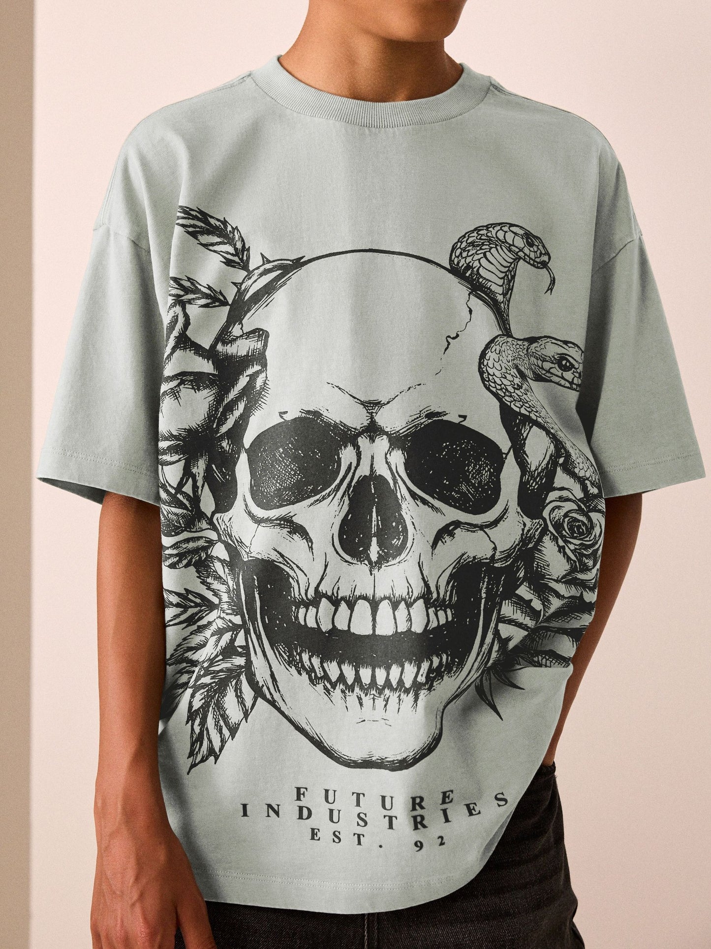 Dsiney Kidz - Grey Skull Short Sleeve Graphic T-Shirt (3-16yrs) image 4