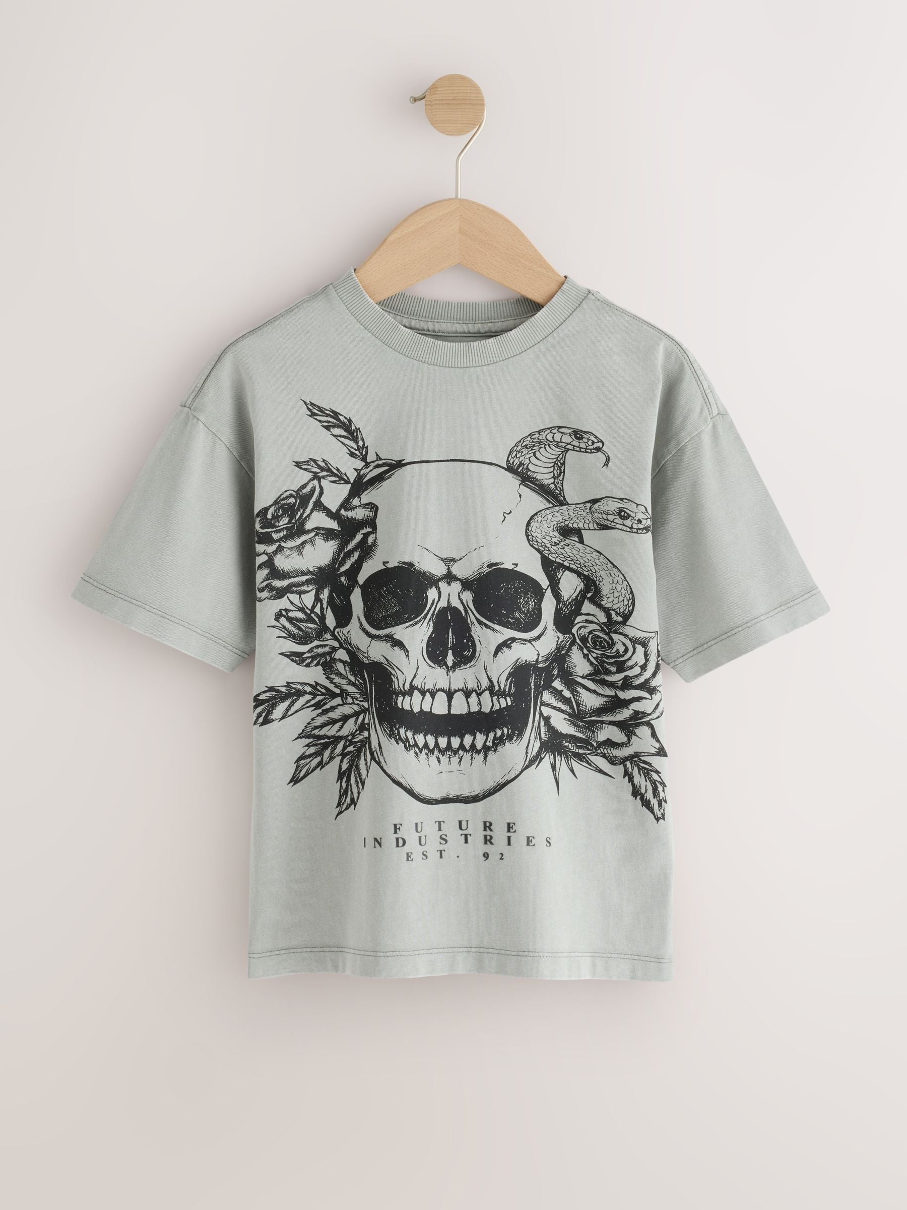 Dsiney Kidz - Grey Skull Short Sleeve Graphic T-Shirt (3-16yrs) image 5