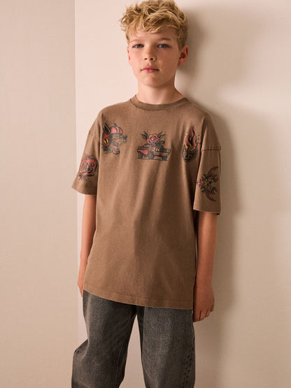 Dsiney Kidz - Mink Back Print Washed Graphic T-Shirt (3-16yrs) image 2
