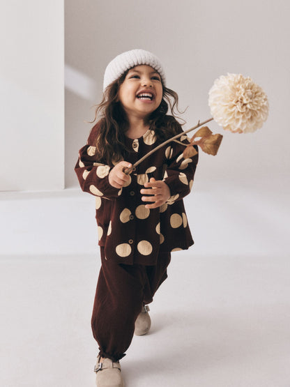 Brown/Cream Long Sleeve Blouse and Bloomer Trousers Set (3mths-7yrs) image 1