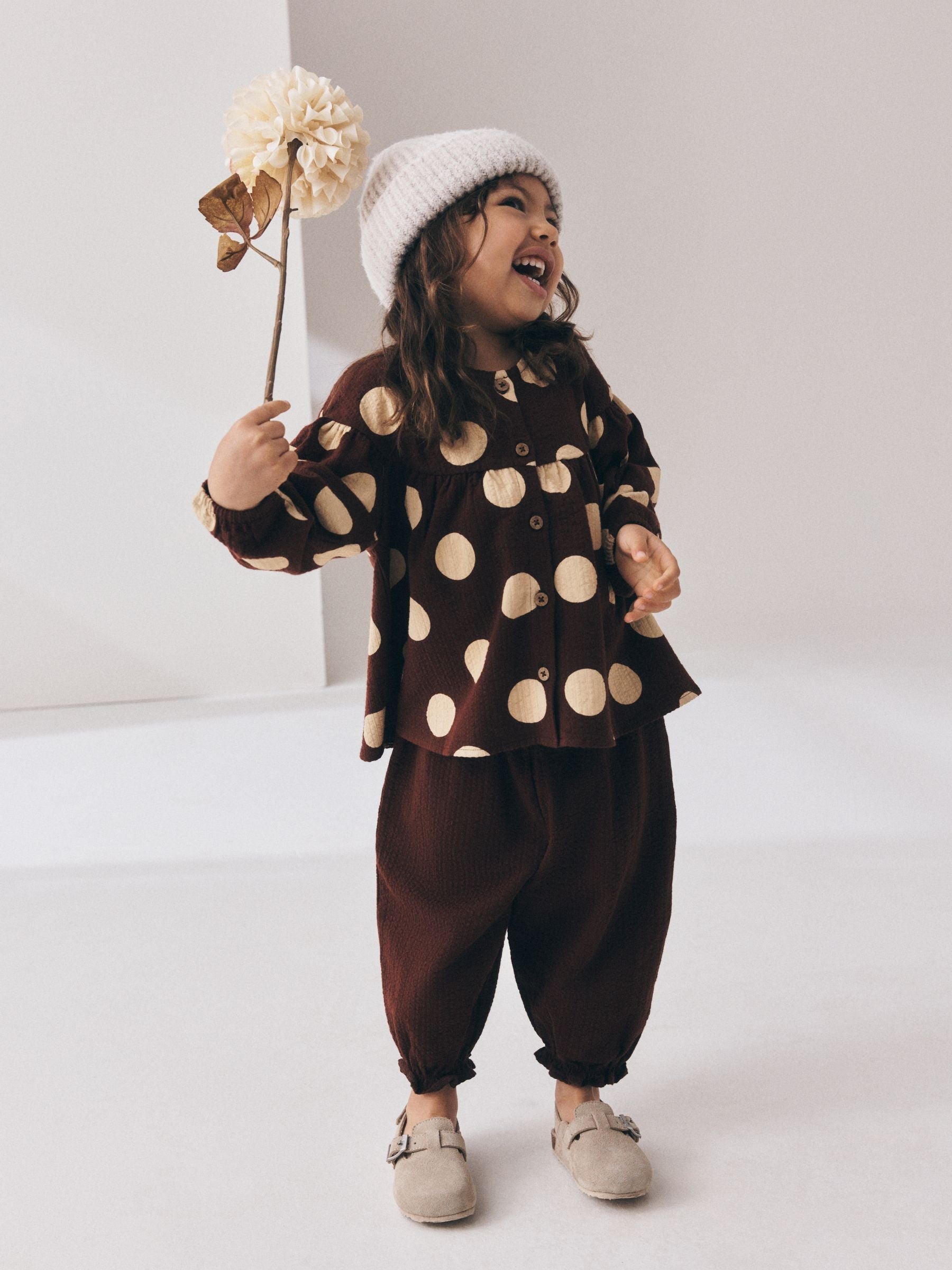 Brown/Cream Long Sleeve Blouse and Bloomer Trousers Set (3mths-7yrs) image 3
