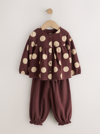 Brown/Cream Long Sleeve Blouse and Bloomer Trousers Set (3mths-7yrs) image 6
