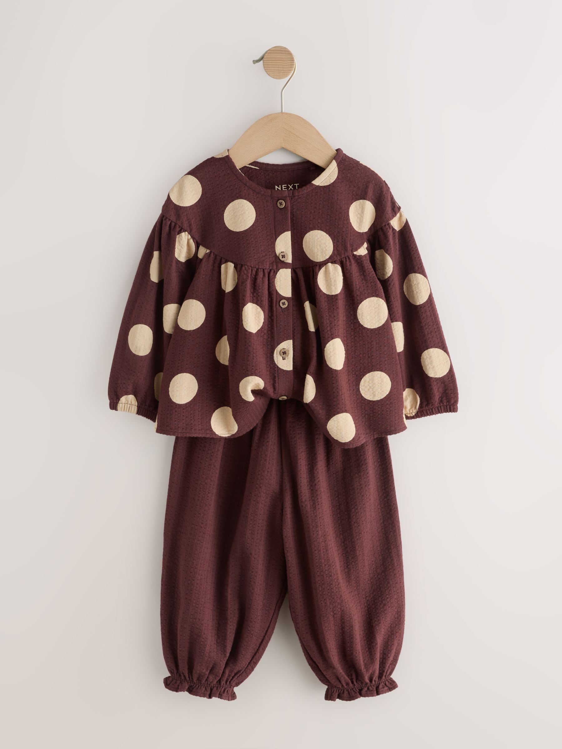 Brown/Cream Long Sleeve Blouse and Bloomer Trousers Set (3mths-7yrs) image 7