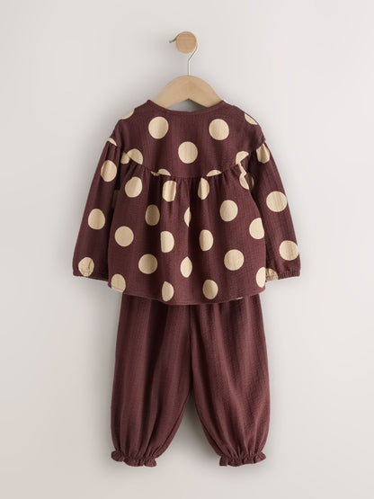 Brown/Cream Long Sleeve Blouse and Bloomer Trousers Set (3mths-7yrs) image 8