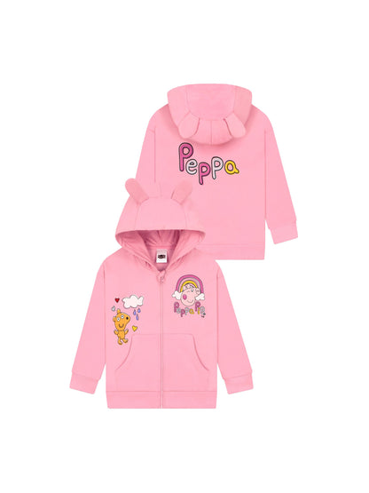Character Pink Peppa Pig Zip Hoodie With 3D Ears - image 1