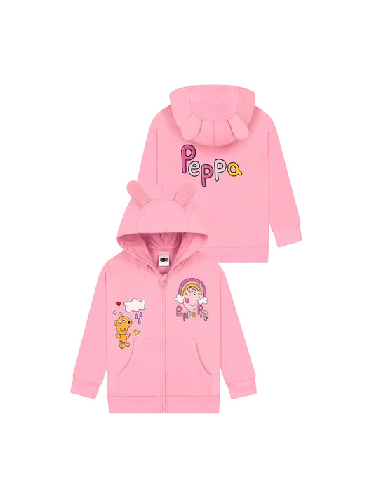 Character Pink Peppa Pig Zip Hoodie With 3D Ears - image 1