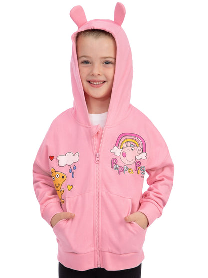 Character Pink Peppa Pig Zip Hoodie With 3D Ears - image 10