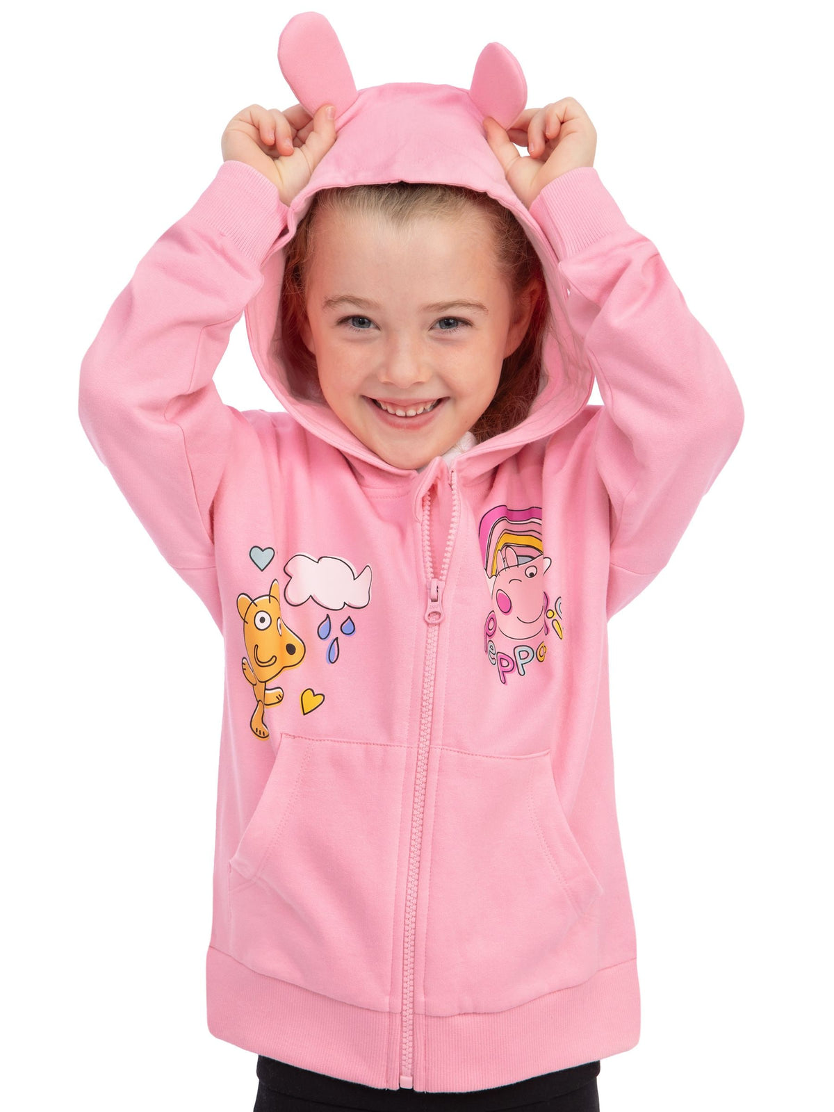 Character Pink Peppa Pig Zip Hoodie With 3D Ears - image 8