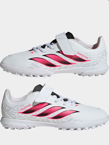 adidas White Predator Club Hook & Loop Turf Football Boots Kids image 9