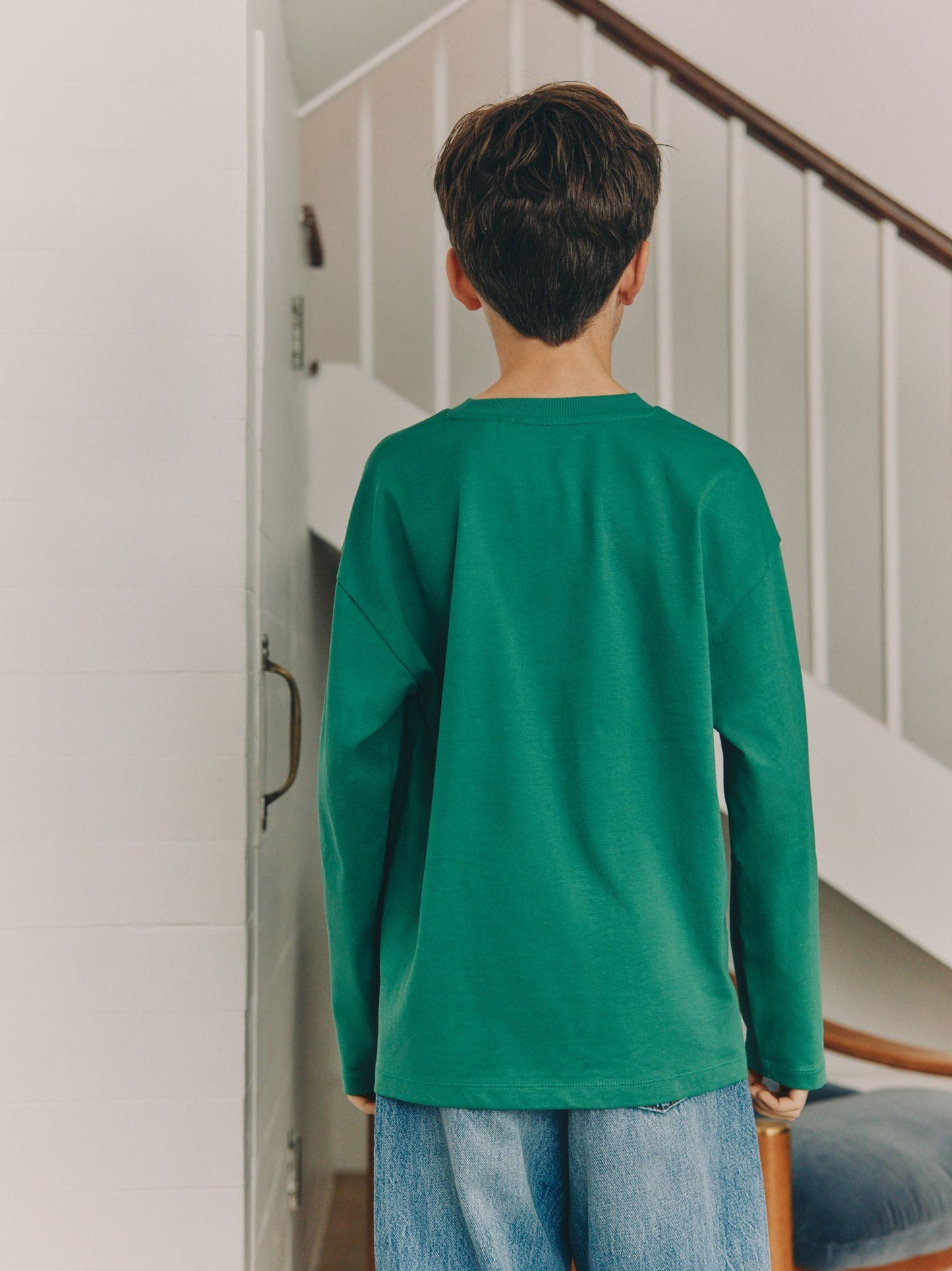Dsiney Kidz - Green Skate Embroidery Relaxed Fit Graphic Long Sleeve Cotton T-Shirt (3-16yrs) image 2