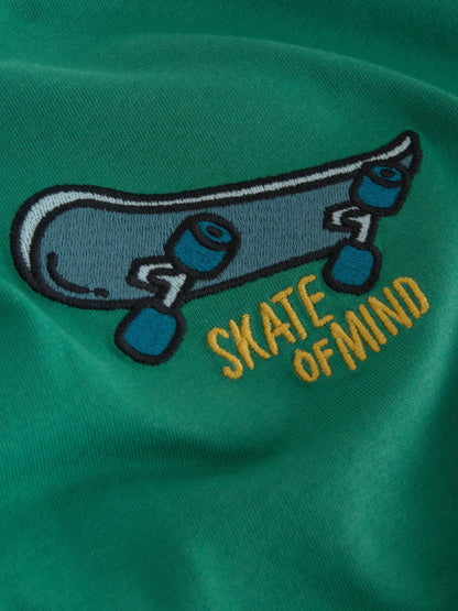 Dsiney Kidz - Green Skate Embroidery Relaxed Fit Graphic Long Sleeve Cotton T-Shirt (3-16yrs) image 6