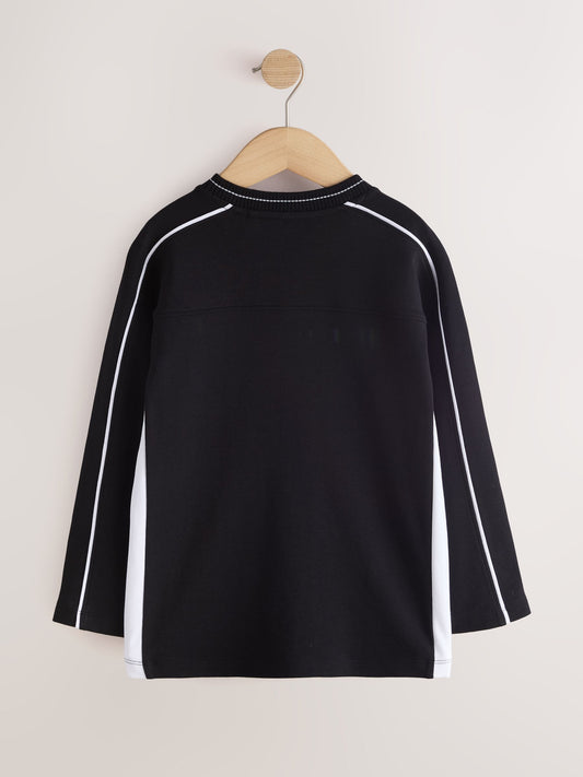 Dsiney Kidz - Black/White Varsity Long Sleeve Heavyweight Varsity T-Shirt (3-16yrs) image 2