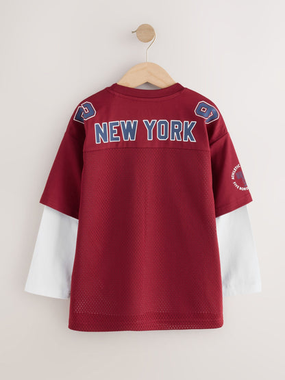 Dsiney Kidz - Burgundy Red Varsity Long Sleeve T-Shirt (3-16yrs) image 3