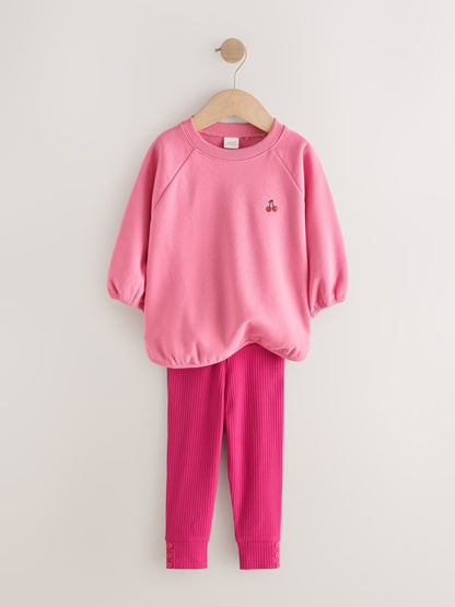 Bright Pink Sweatshirt and Leggings Set (3mths-7yrs) image 2