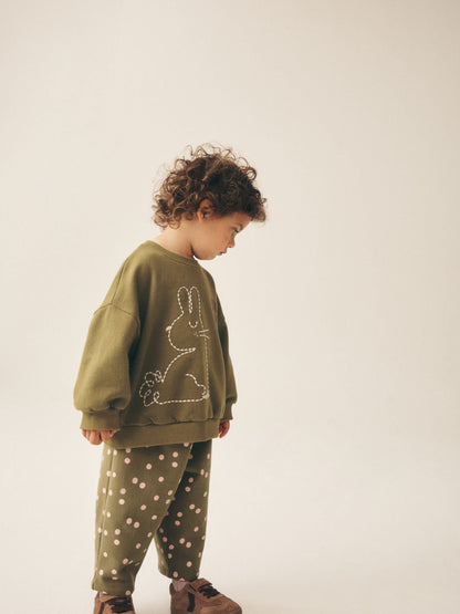 Khaki Green Bunny Sweatshirt and Barrel Leg Set (3mths-7yrs) image 4